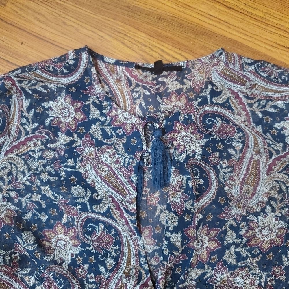 EUC sheer paisley tunic long sleeves